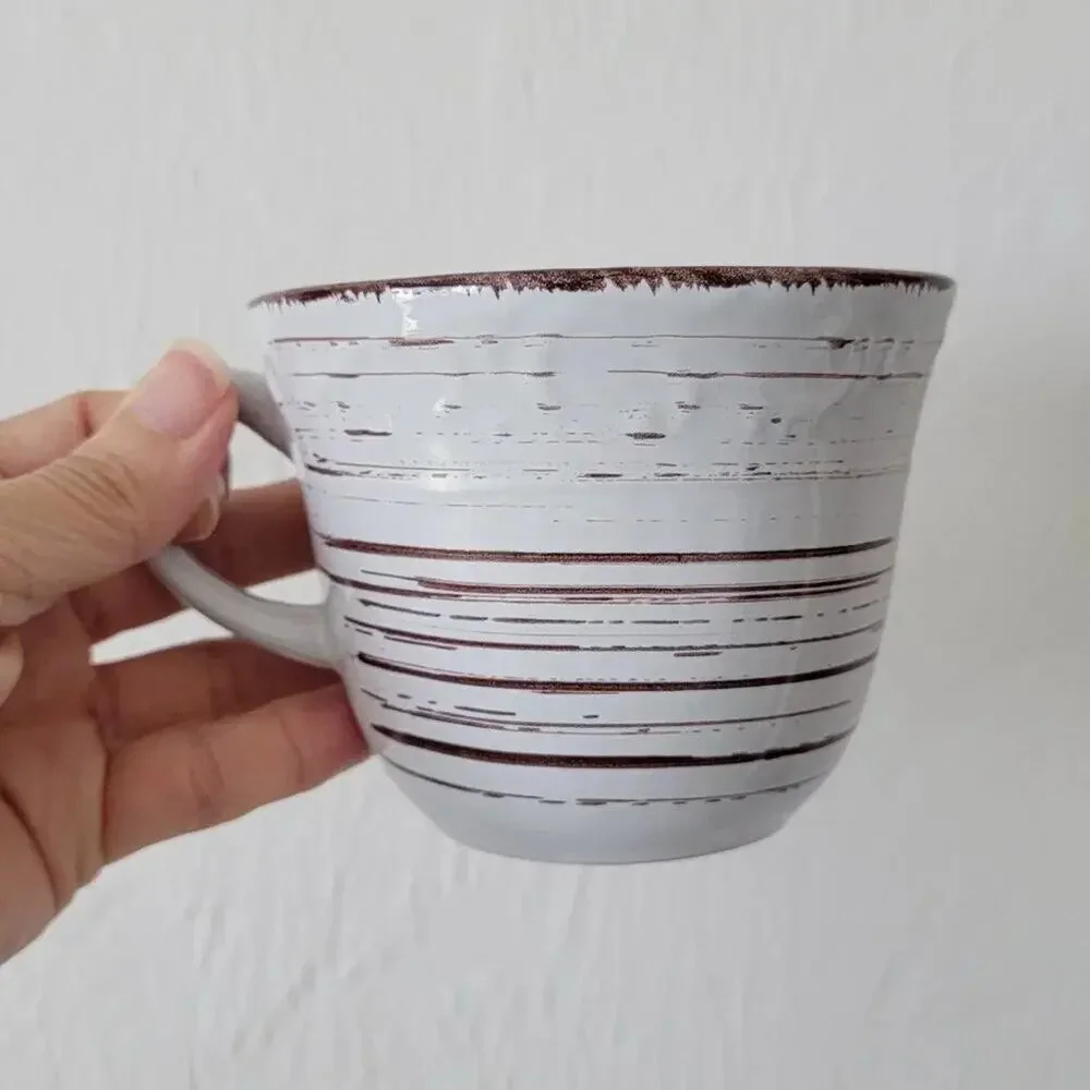 Pfaltzgraff Trellis Coastal Mug White Brown Stoneware Replacement Coffee Cup